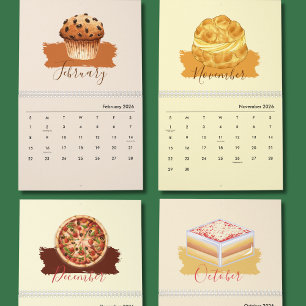 Calendário de Parede de Arte de Comida Doce para d
