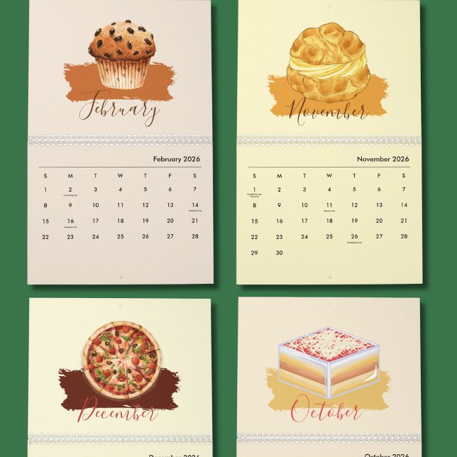 Calendário de Parede de Arte de Comida Doce para d (Criador carregado)