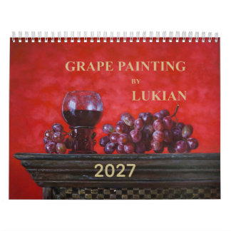 Calendário de Parede de Arte de Uvas e Vinho 2027