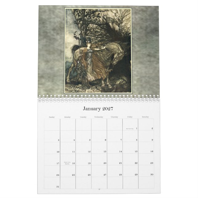 Calendário de parede de Arthur Rackham 2011 (Jan 2027)