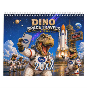 Calendário de Parede de Astronauta Dinossauro Engr