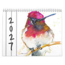 Calendário de Parede de Aves em Aquarela 2027