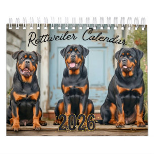 Calendário de Parede de Cães Rottweiler 2026