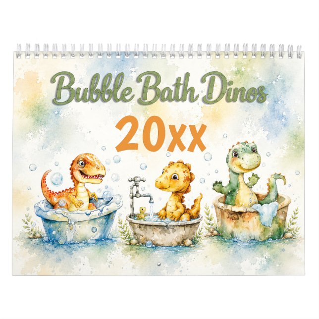 Calendário de Parede de Dinossauros Bebês em Aquar (Capa)