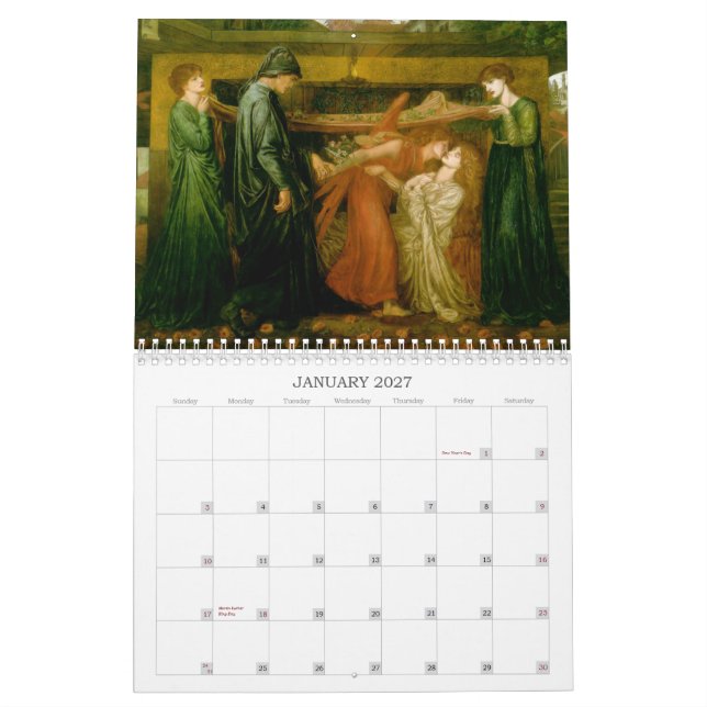 Calendário de parede de Gabriel Dante Rossetti (Jan 2027)