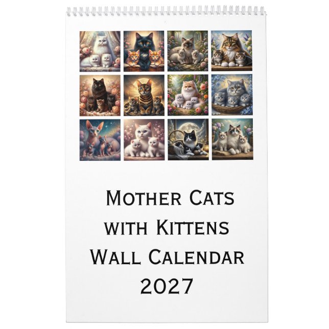 Calendário de Parede de Gatas com Gatinhos 2027 (Capa)