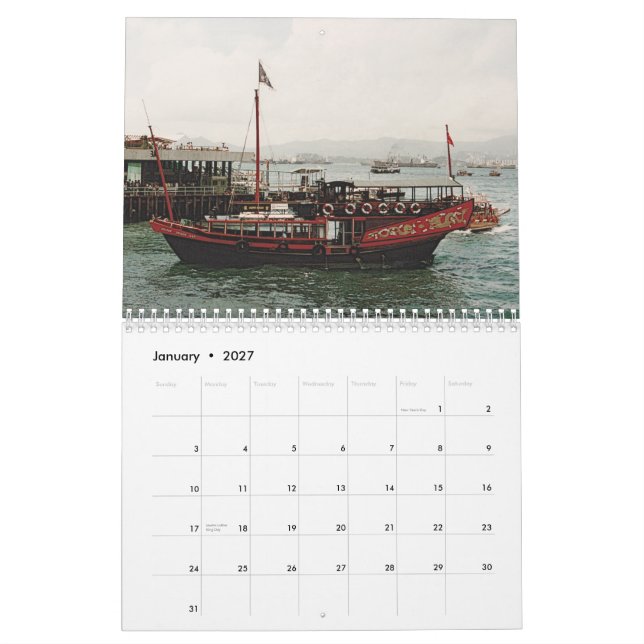 Calendário de parede de Hong Kong, Macau, China (Jan 2027)