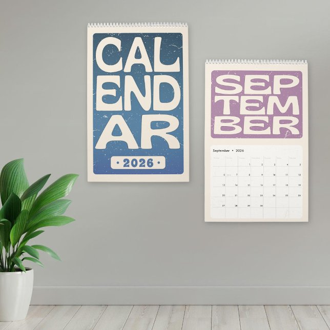 Calendário de Parede de Letras em Bloco Retro, Min (Retro Block Letter Wall Calendar, Minimalist 2026 Calendar)