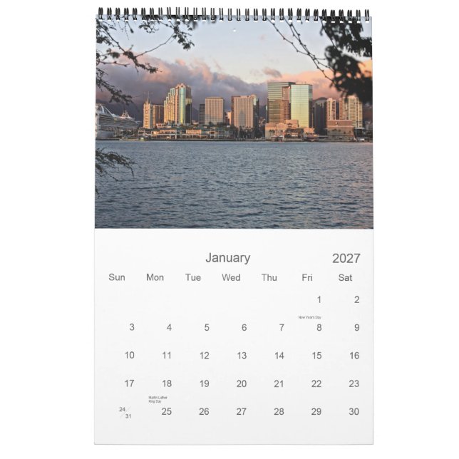 Calendário de parede de Oahu Havaí (Jan 2027)