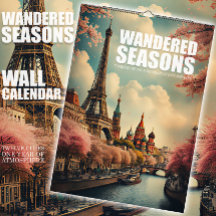 Calendário de Parede de Viagem com 12 Cidades e Es