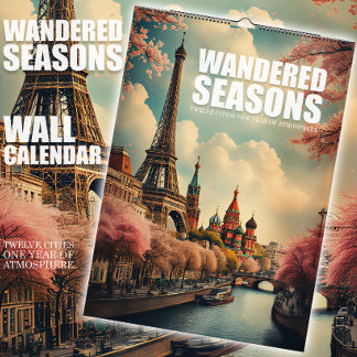 Calendário de Parede de Viagem com 12 Cidades e Es
