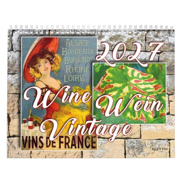 Calendário de Parede de Vinho 2027 - Vinho vintage (Capa)