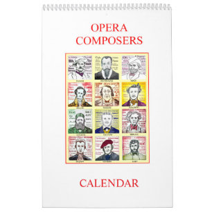 Calendário de parede do COMPOSERS OPERA