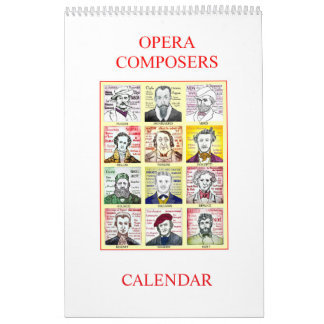 Calendário de parede do COMPOSERS OPERA
