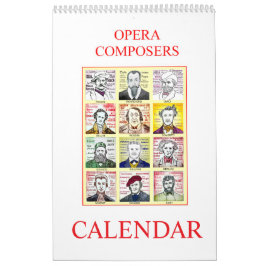 Calendário de parede do COMPOSERS OPERA