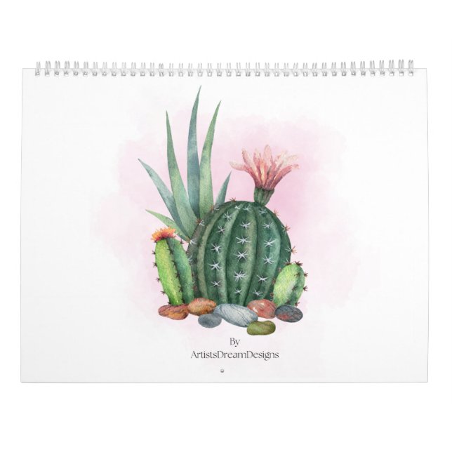 Calendário de Parede do Deserto com Aquarelas 2025 (Verso)