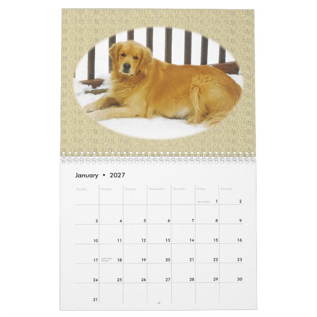 Calendário de parede do filhote de cachorro do (Jan 2027)