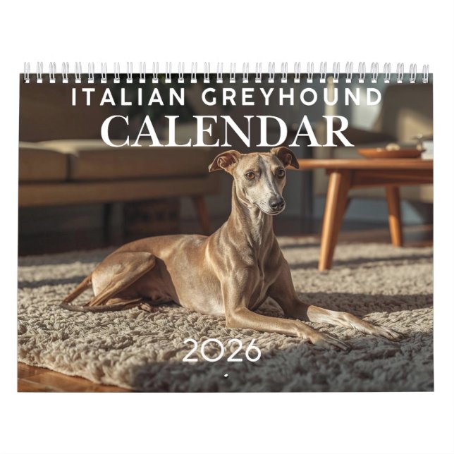 Calendário de Parede do Galgo Italiano 2026 (Capa)