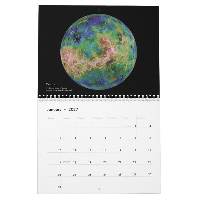 Calendário de parede do "Sistema Solar" 2012 (Jan 2027)