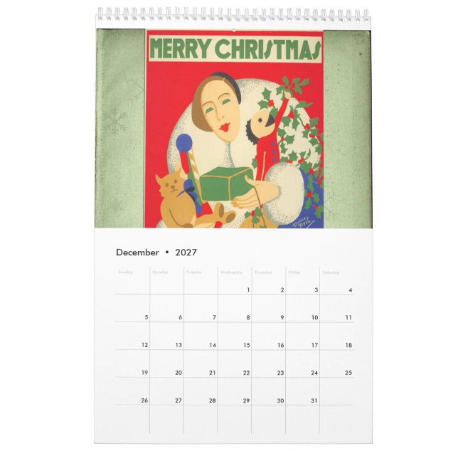 calendário de parede dos anos 30 (Dez 2027)