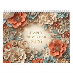 calendário de parede elegante feliz ano novo 2026