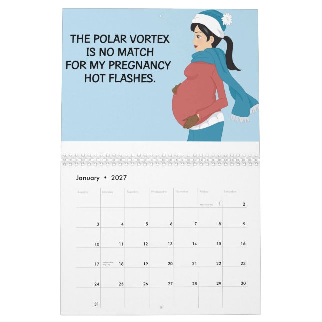 Calendário de parede engraçado para mulheres (Jan 2027)