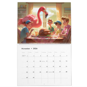 Calendário de Parede Flamingo Flair 2026