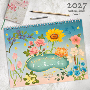 Calendário de Parede Floral Colorido 2027, Art Nou