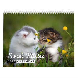 Calendário de Parede Fotográfica de Gatinhos Doces