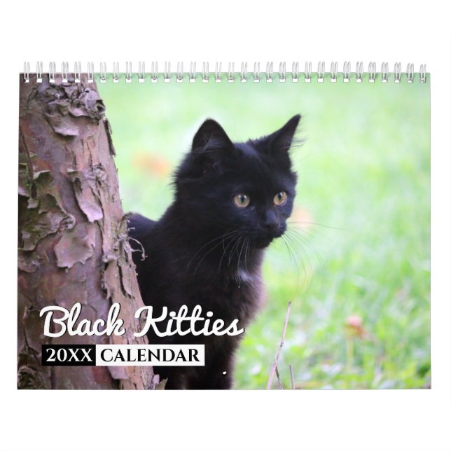 Calendário de Parede Fotográfica de Gatinhos Preto (Capa)