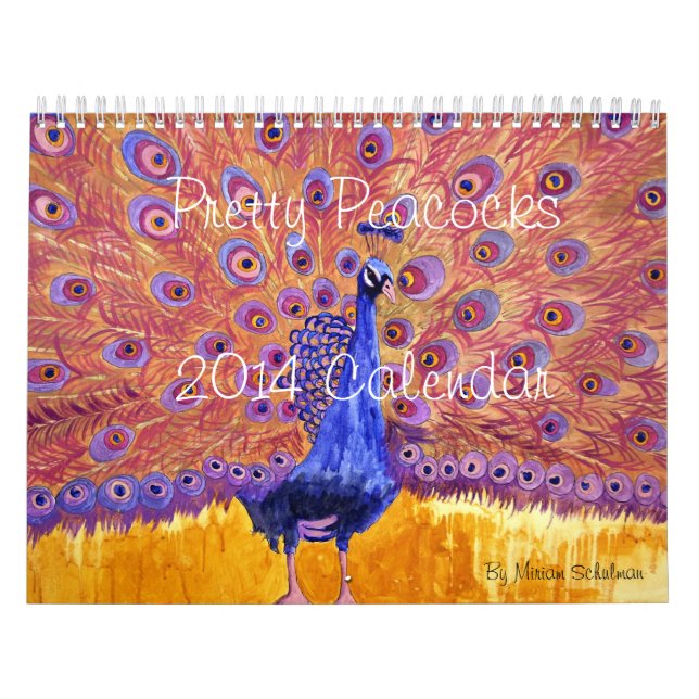 Calendário de parede impresso pavão 2014 da arte (Capa)