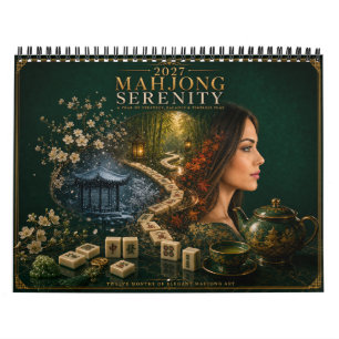 Calendário de Parede Mahjong Serenity Quatro Estaç
