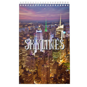 Calendário de Parede Mensal do Skyline da Cidade