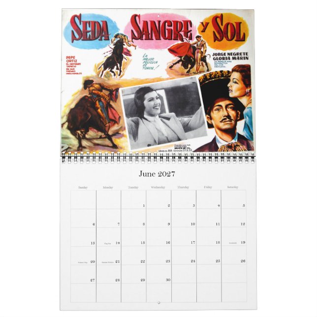 Calendário de parede mexicano do cartaz (Jun 2027)