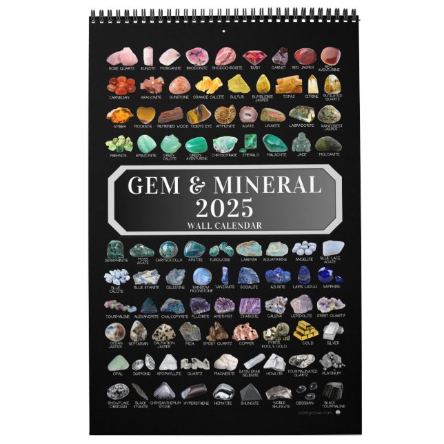 Calendário de Parede Mineral e Gem 2025 para Cryst (Capa)
