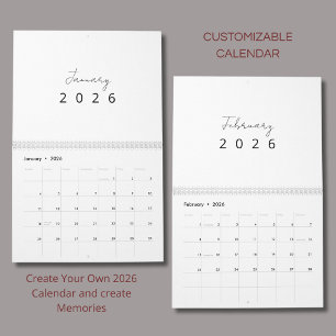 Calendário de Parede Minimalista Moderno 2026