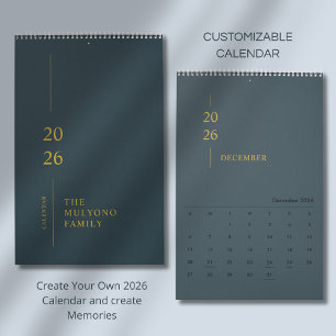 Calendário de Parede Minimalista Moderno 2026