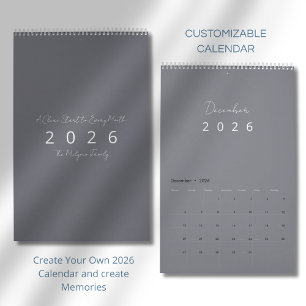 Calendário de Parede Minimalista Moderno 2026