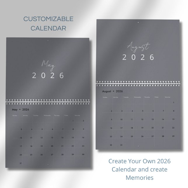 Calendário de Parede Minimalista Moderno 2026 (Criador carregado)