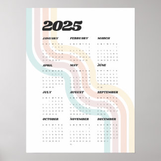 Calendário de Parede Retroativa 2025 - Poster de 1