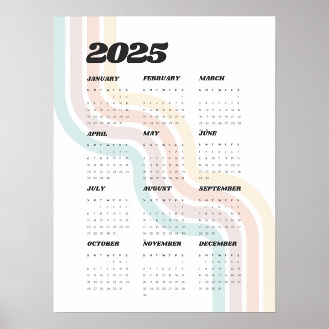 Calendário de Parede Retroativa 2025 - Poster de 1 (Frente)
