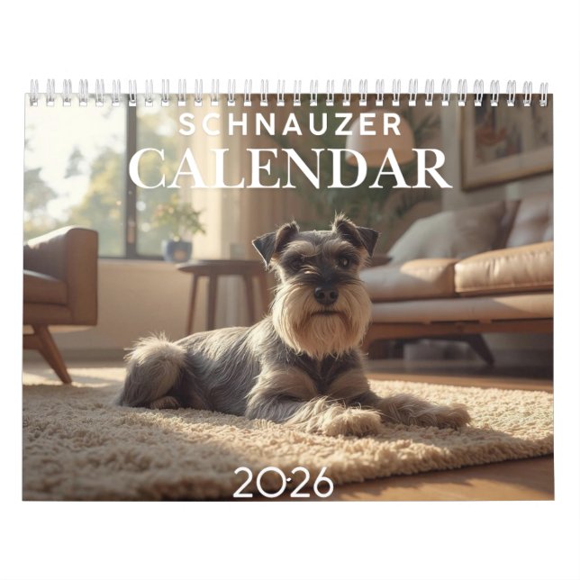 Calendário de Parede Schnauzer 2026 de 12 Meses (Capa)