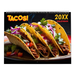 Calendário de Parede Taco 2027 Comida Foodie Temát