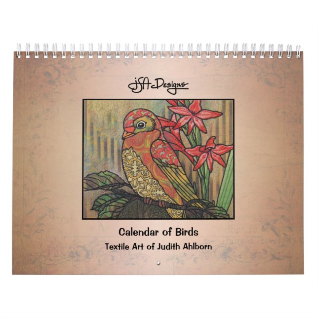 Calendário de Pássaros com Padrão Whimsical (Capa)