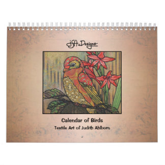 Calendário de Pássaros com Padrão Whimsical