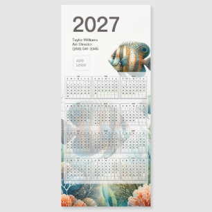 Calendário de Peixes Tropicais 2027 Logo Ímã Cartã