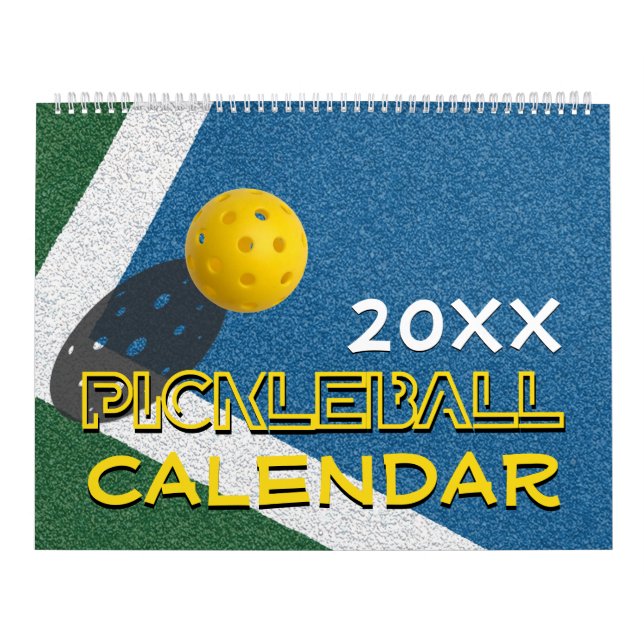 Calendário de PICKLEBALL Personalizável para Qualq (Capa)