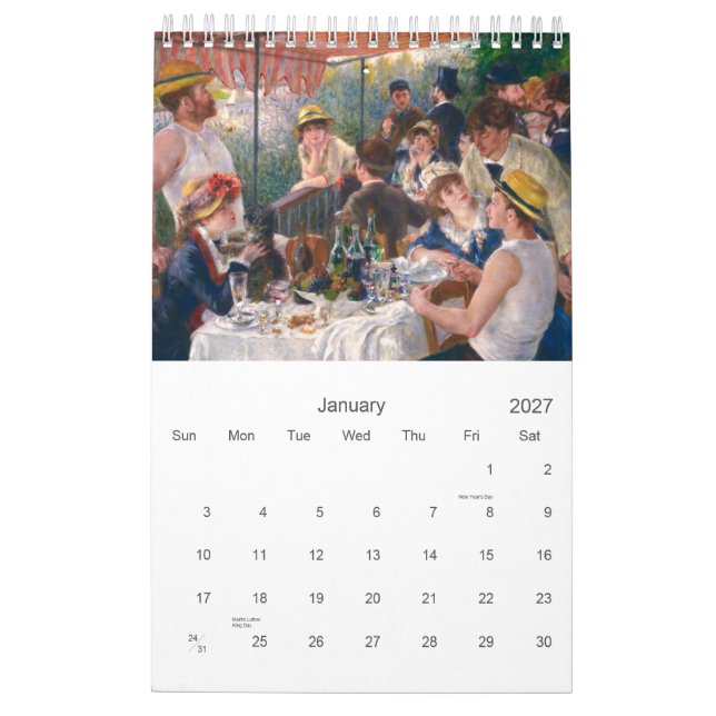 Calendário de Pierre-Auguste Renoir. (Jan 2027)