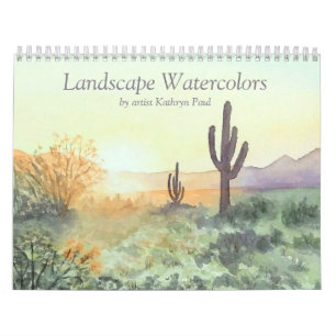 Calendário de pintura de paisagem de aquarela