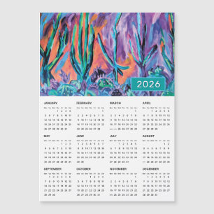 Calendário de Pintura Natural Colorida do Abstrato